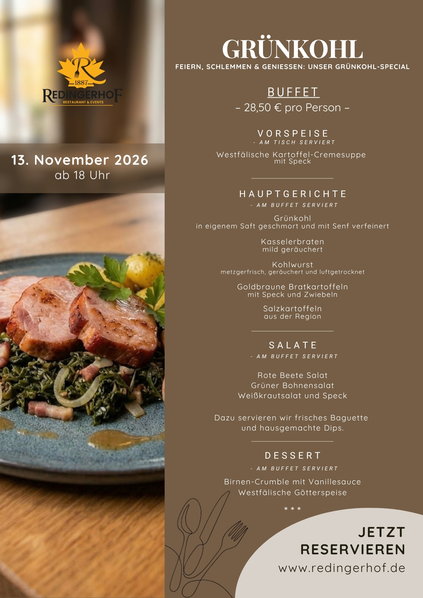 Grünkohl-Special am 13. November 2026 im Redingerhof